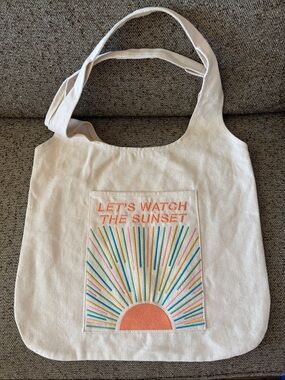 EUC Dandy Worldwide Let’s Watch The Sunset  Embroidered Tote Bag